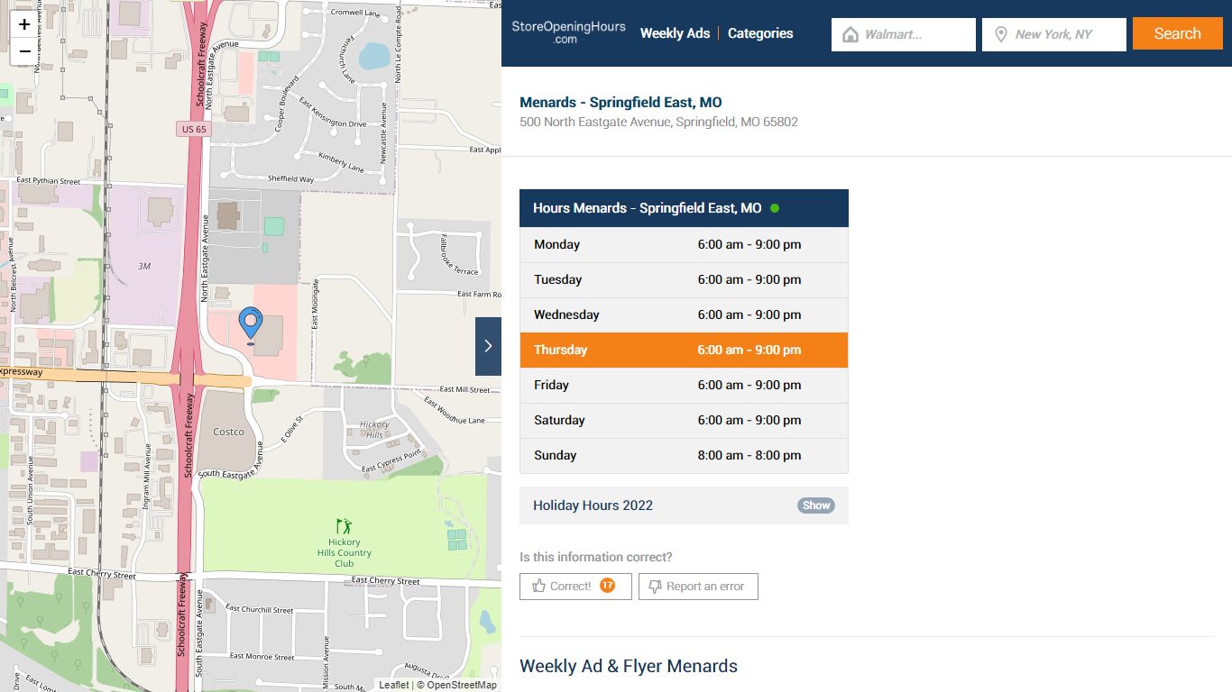 Menards - Springfield East, MO - Hours & Weekly Ad